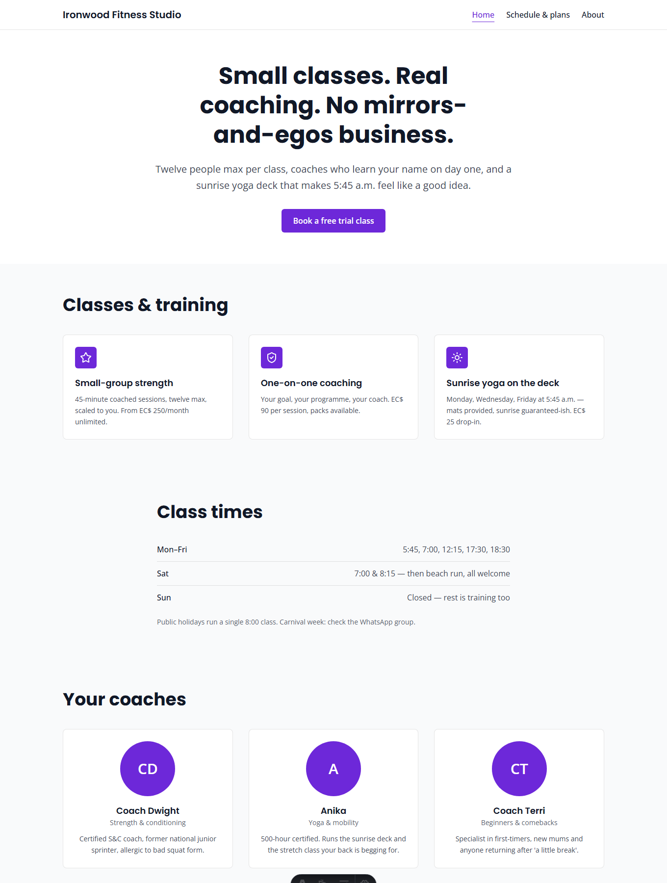 Fitness & Wellness layout preview