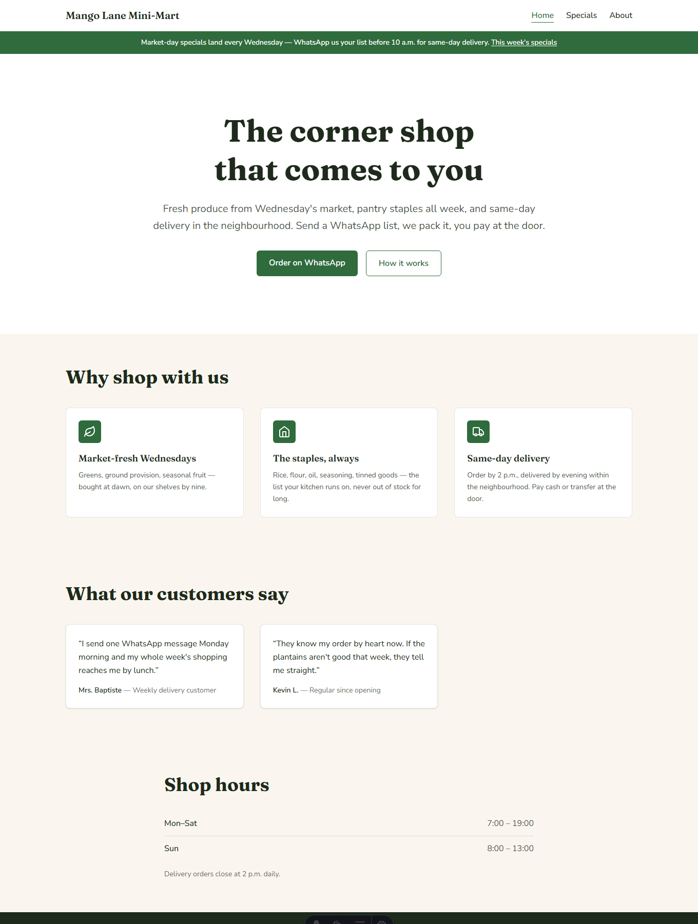 Market layout preview