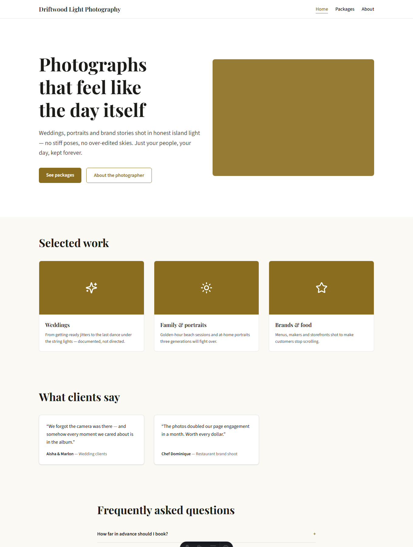 Portfolio layout preview