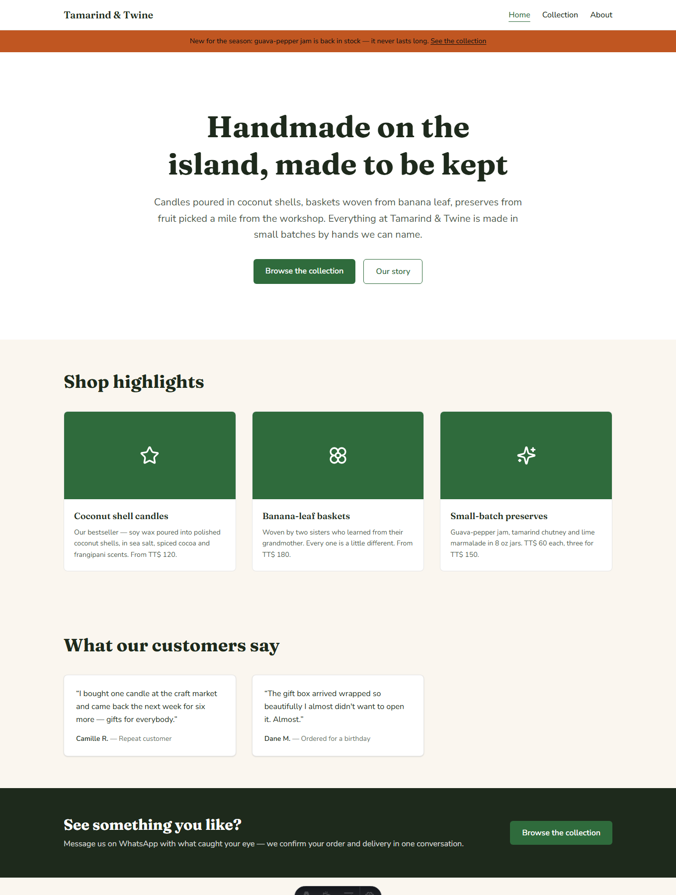 Storefront layout preview