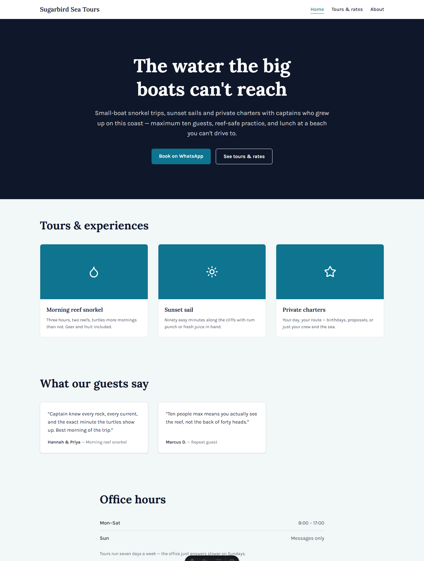 Tours & Experiences layout preview